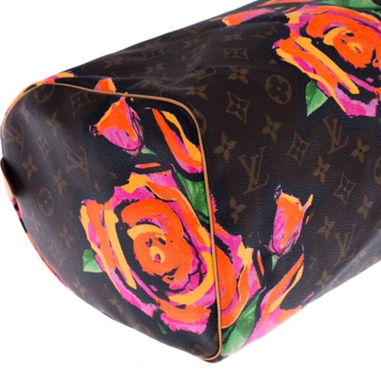 Pre Owned Louis Vuitton Multicolor Monogram Canvas Limited Edition Stephen Sprouse Roses Speedy 30 Bag