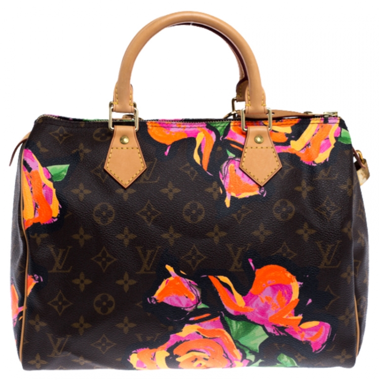 Pre Owned Louis Vuitton Multicolor Monogram Canvas Limited Edition Stephen Sprouse Roses Speedy 30 Bag