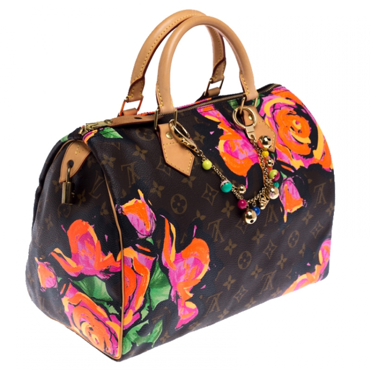 Pre Owned Louis Vuitton Multicolor Monogram Canvas Limited Edition Stephen Sprouse Roses Speedy 30 Bag
