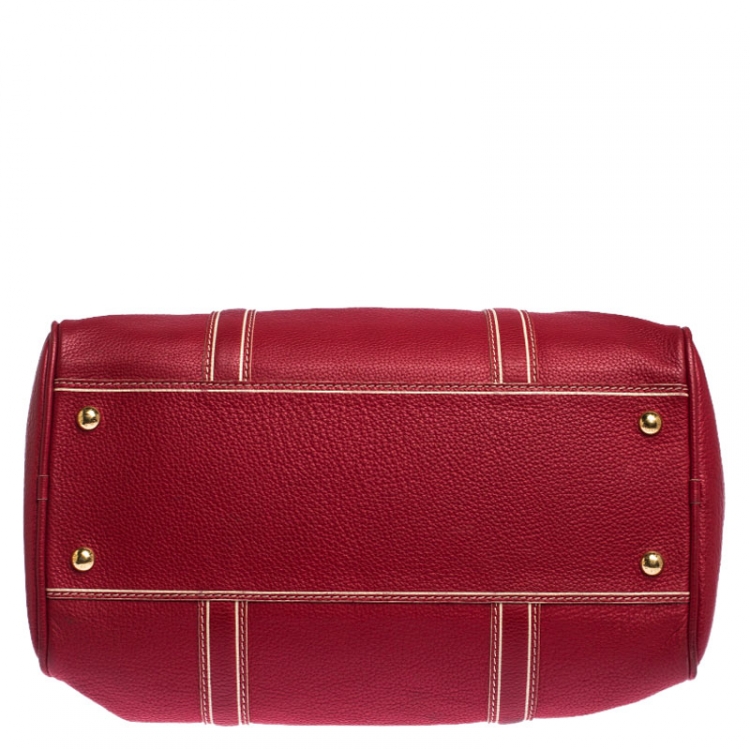 Pre Owned Louis Vuitton Red Tobago Leather Carryall Duffel Bag