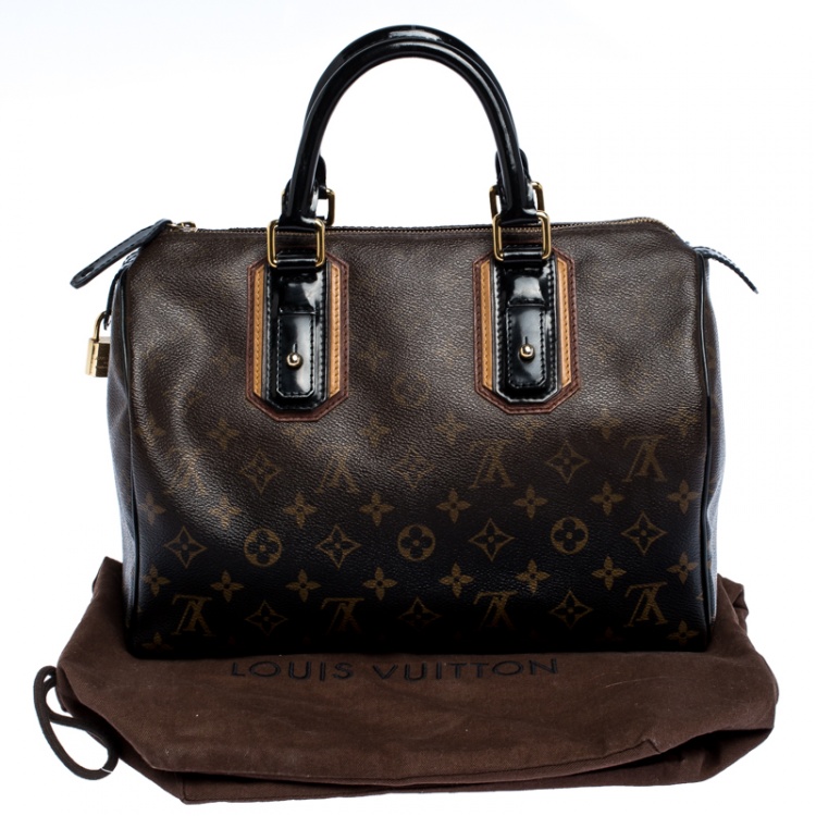 Pre Owned Louis Vuitton Noir Monogram Limited Edition Mirage Speedy 30 Bag 