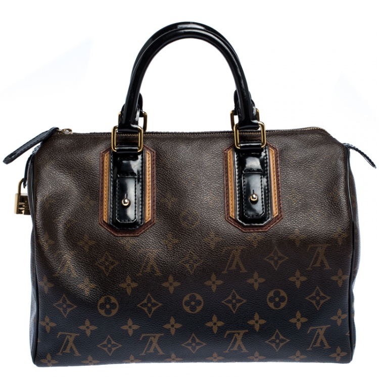 Pre Owned Louis Vuitton Noir Monogram Limited Edition Mirage Speedy 30 Bag 