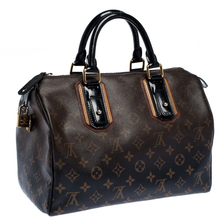 Pre Owned Louis Vuitton Noir Monogram Limited Edition Mirage Speedy 30 Bag 