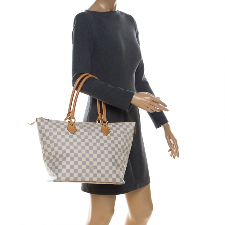 Louis Vuitton Damier Azur Saleya MM Shoulder Tote Bag