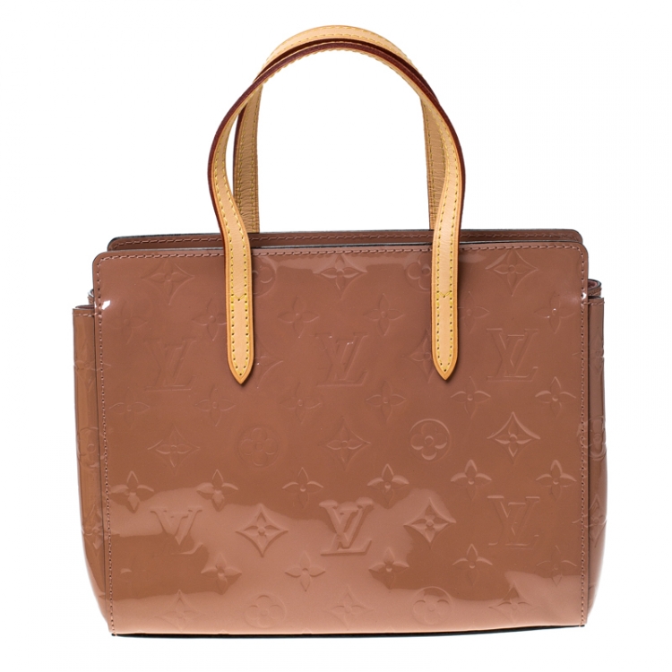 Pre Owned Louis Vuitton Rose Velours Monogram Vernis Catalina BB Bag
