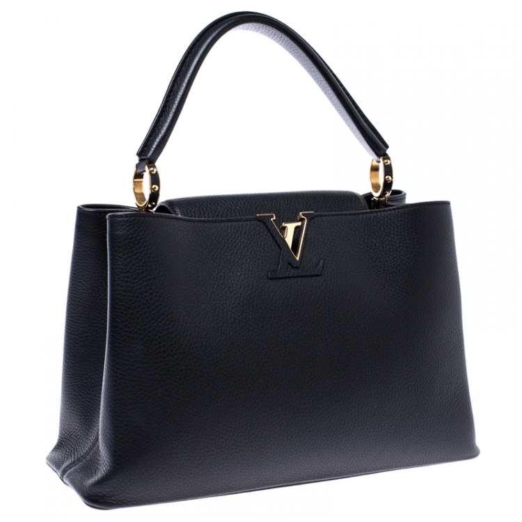Pre Owned Louis Vuitton Black Taurillon Leather Capucines MM Bag