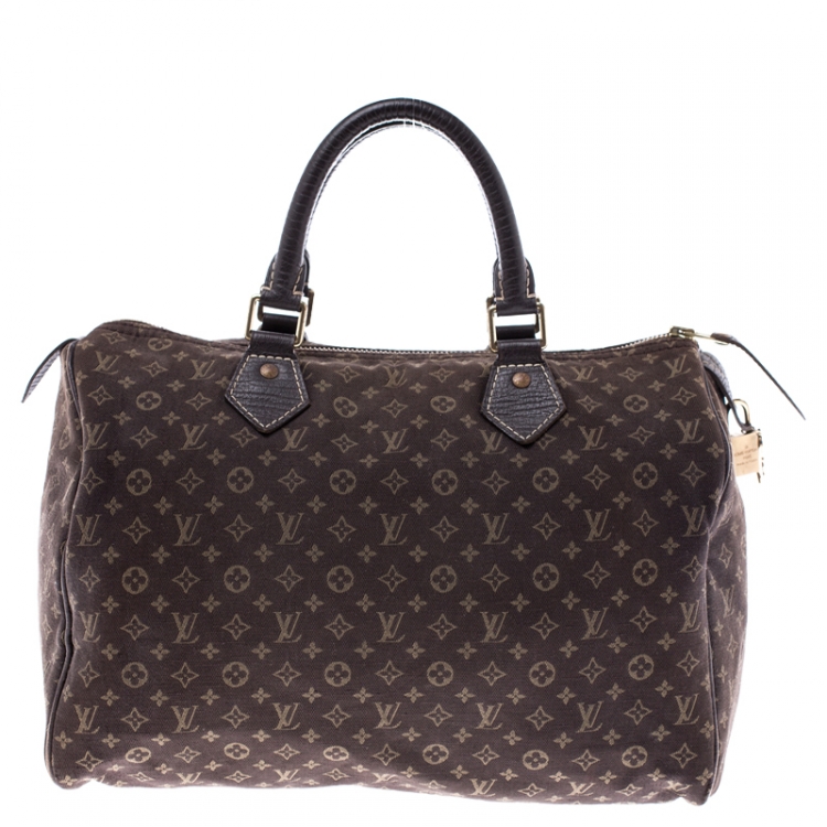 Pre Owned Louis Vuitton Fusain Monogram Canvas Mini Lin Speedy 30 Bag