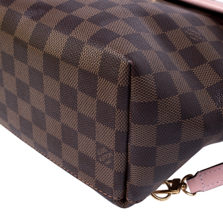 Pre Owned Louis Vuitton Pink Damier Ebene Canvas and Leather Clapton Backpack 