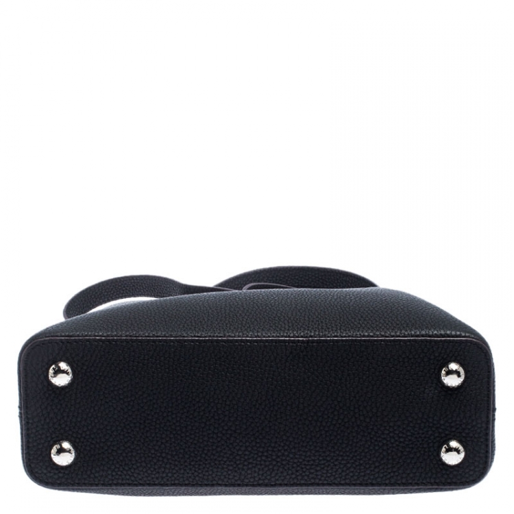 Pre Owned Louis Vuitton Black Leather and Python Capucines BB Bag