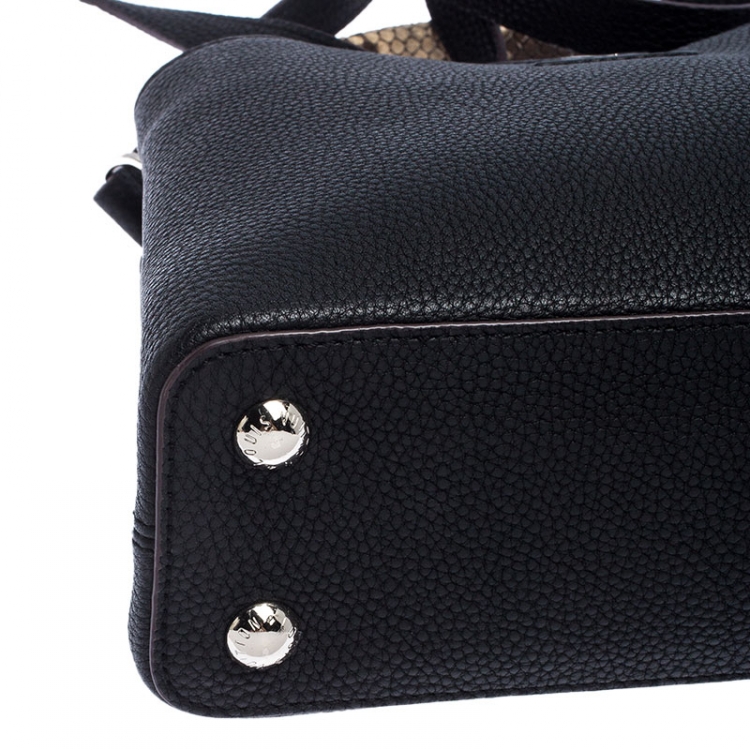 Pre Owned Louis Vuitton Black Leather and Python Capucines BB Bag