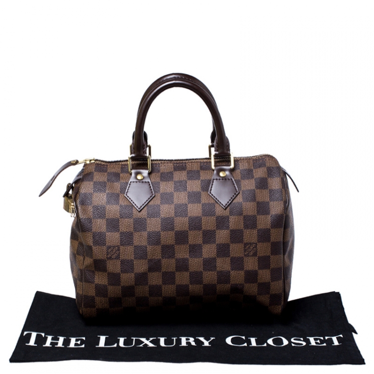 Pre Owned Louis Vuitton Damier Ebene Canvas Speedy 25 Bag