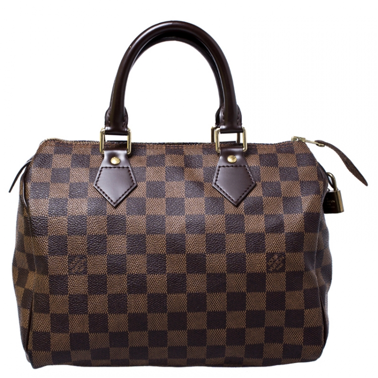 Pre Owned Louis Vuitton Damier Ebene Canvas Speedy 25 Bag