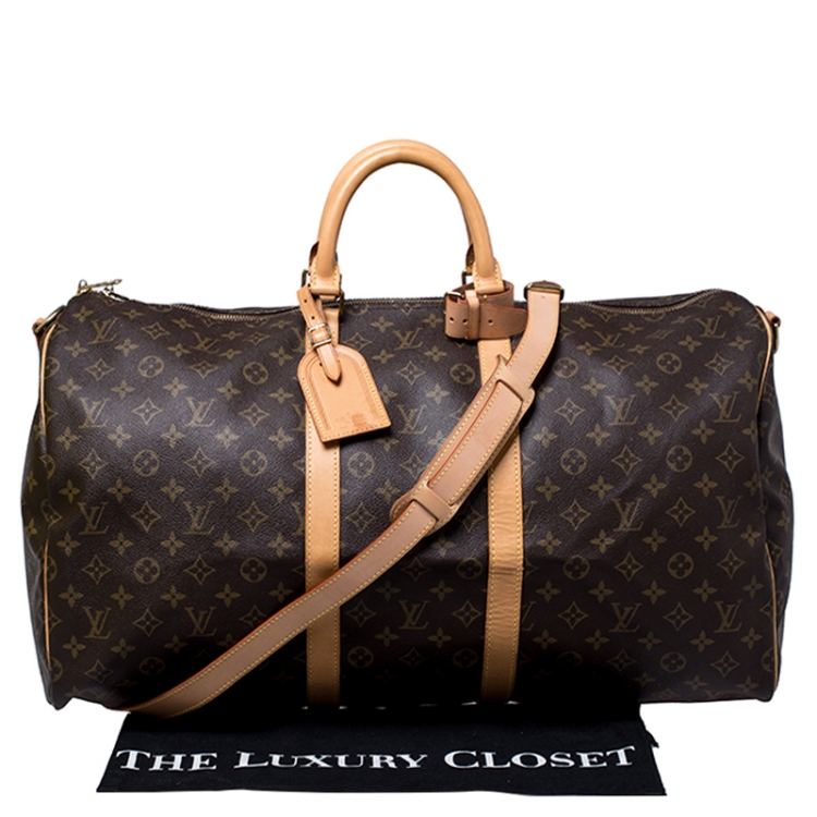 Pre Owned Louis Vuitton Monogram Canvas Keepall 55 Bandouliere Bag