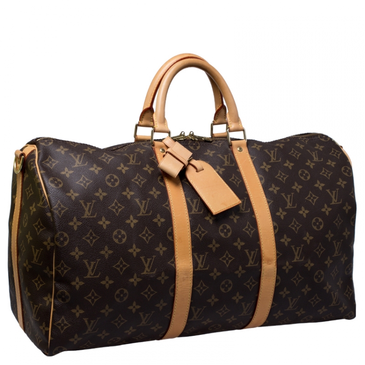 Pre Owned Louis Vuitton Monogram Canvas Keepall 50 Bandouliere Bag