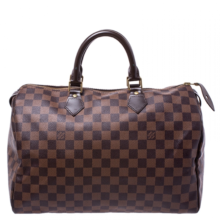 Pre Owned Louis Vuitton Damier Ebene Canvas Speedy 35 Bag