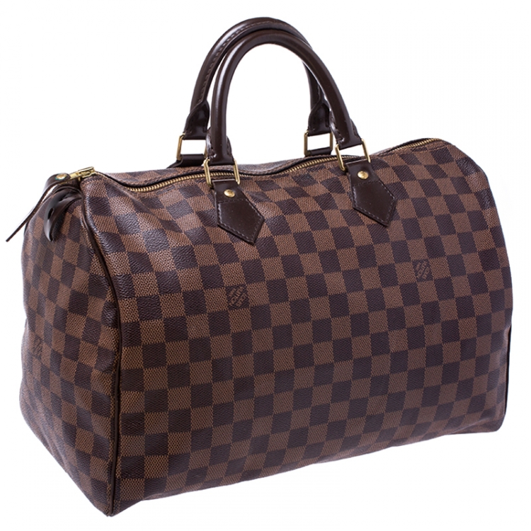 Pre Owned Louis Vuitton Damier Ebene Canvas Speedy 35 Bag