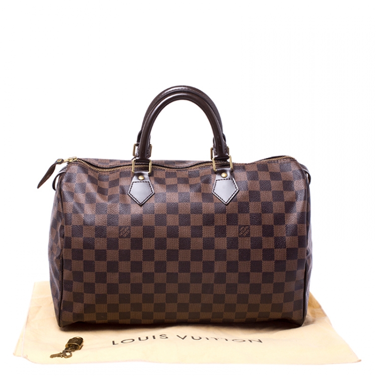 Pre Owned Louis Vuitton Damier Ebene Canvas Speedy 35 Bag