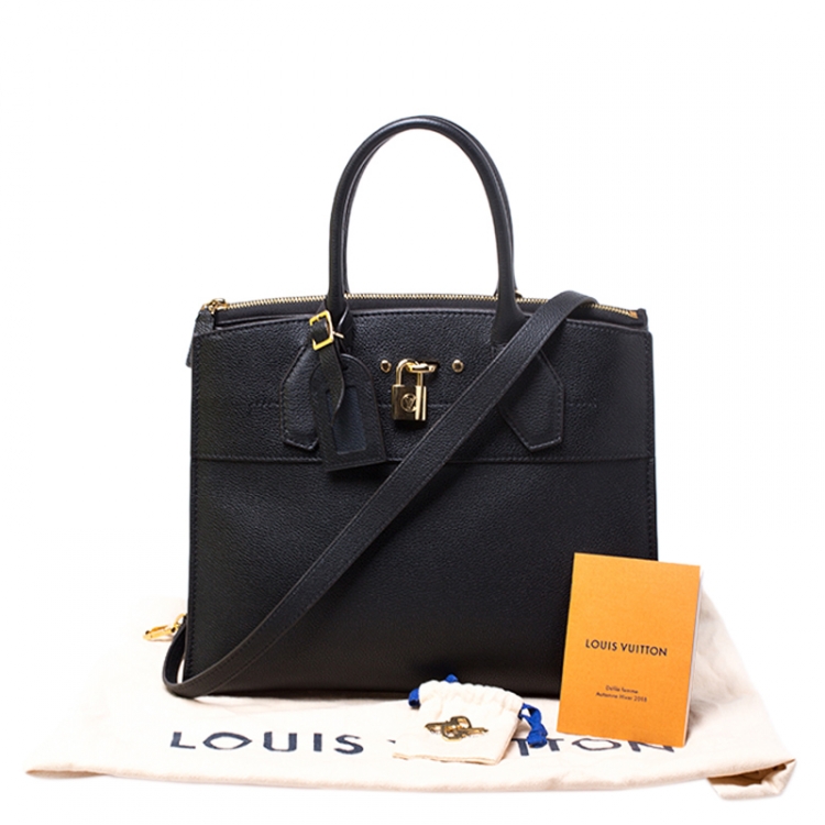 Pre Owned Louis Vuitton Black Leather City Steamer MM Bag