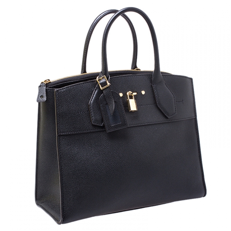 Pre Owned Louis Vuitton Black Leather City Steamer MM Bag