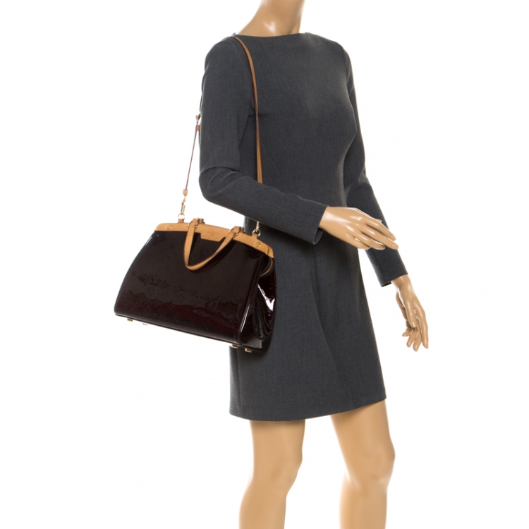 Pre Owned Louis Vuitton Amarante Monogram Vernis Brea MM Bag