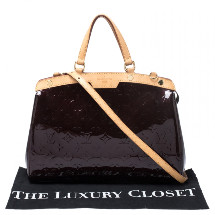 Pre Owned Louis Vuitton Amarante Monogram Vernis Brea MM Bag