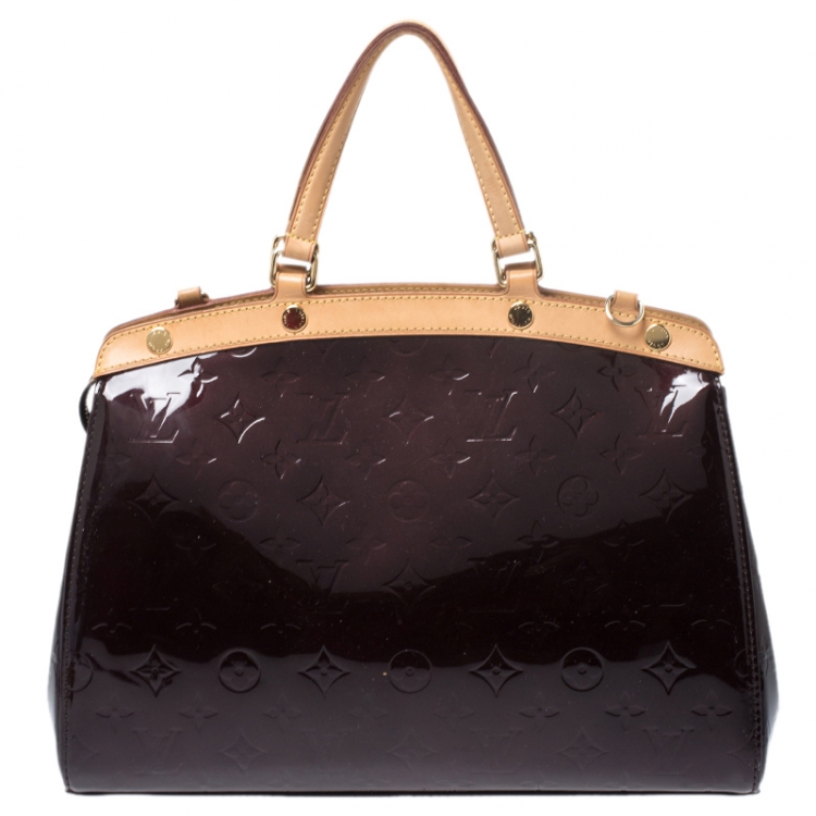 Pre Owned Louis Vuitton Amarante Monogram Vernis Brea MM Bag