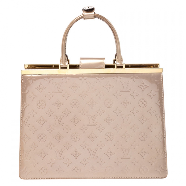 Pre Owned Louis Vuitton Beige Poudre Monogram Vernis Deesse GM Bag