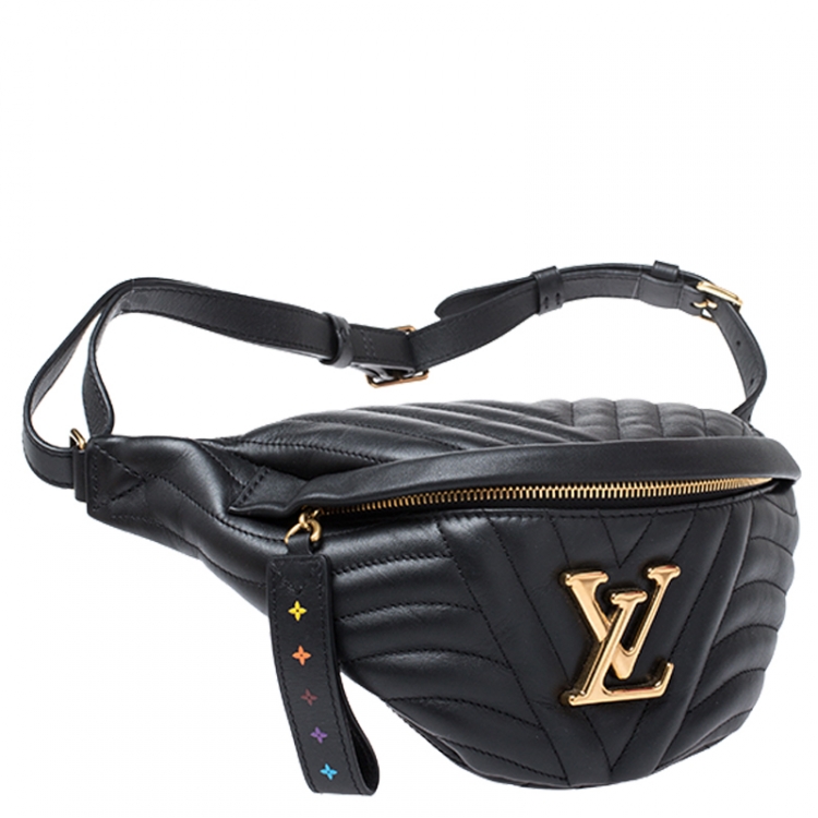 Pre Owned Louis Vuitton Black Leather New Wave Bumbag