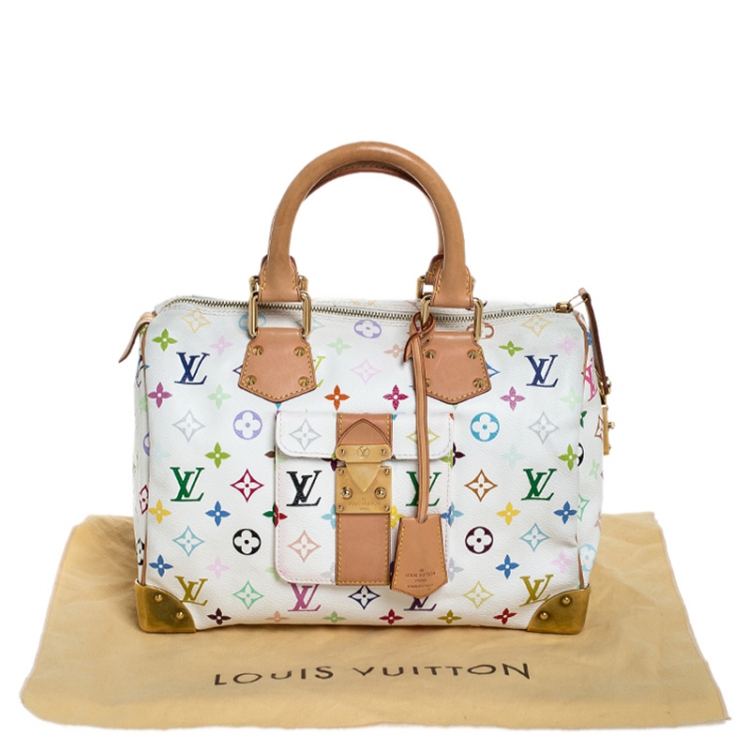 Pre Owned Louis Vuitton White Monogram Multicolore Canvas Speedy 30 Bag