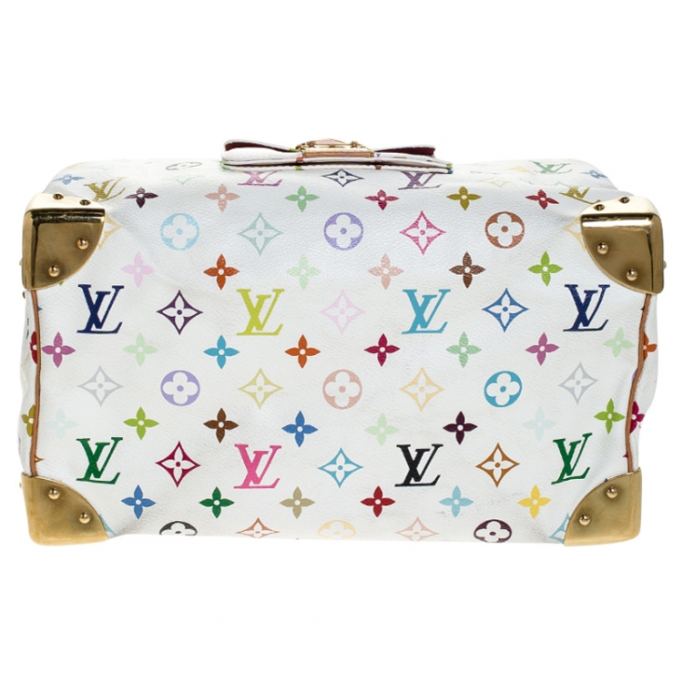 Pre Owned Louis Vuitton White Monogram Multicolore Canvas Speedy 30 Bag