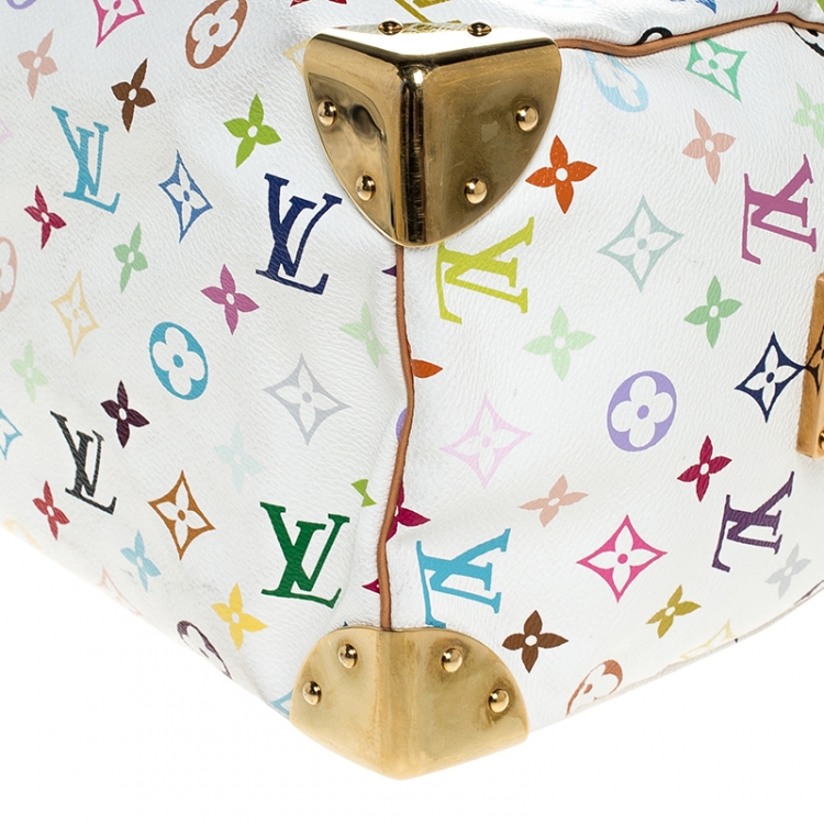 Pre Owned Louis Vuitton White Monogram Multicolore Canvas Speedy 30 Bag