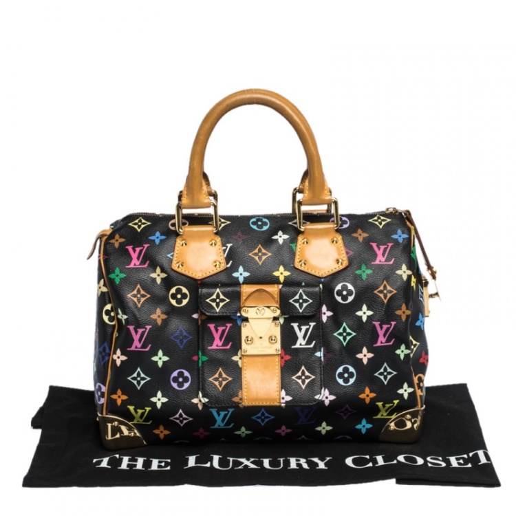 Pre Owned Louis Vuitton Black Multicolore Monogram Canvas Speedy 30 Bag