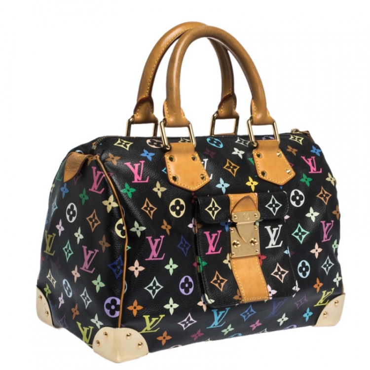 Pre Owned Louis Vuitton Black Multicolore Monogram Canvas Speedy 30 Bag