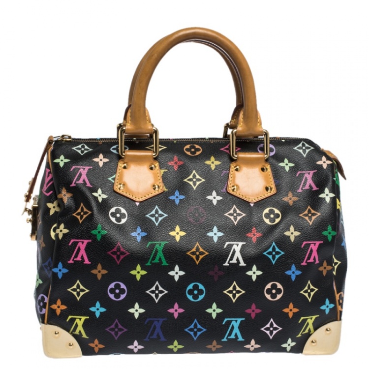 Pre Owned Louis Vuitton Black Multicolore Monogram Canvas Speedy 30 Bag