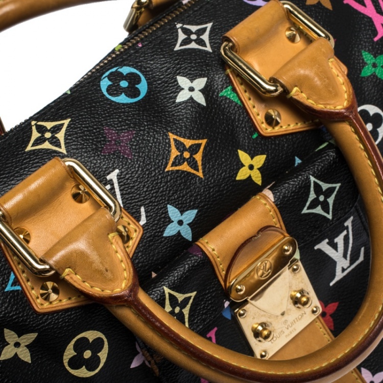 Pre Owned Louis Vuitton Black Multicolore Monogram Canvas Speedy 30 Bag