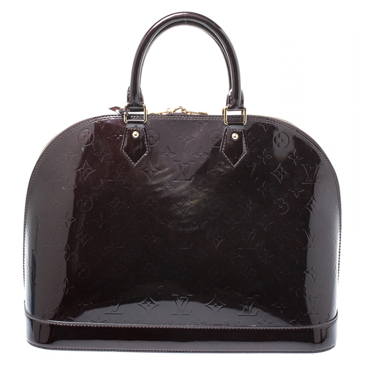 Pre Owned Louis Vuitton Amarante Monogram Vernis Alma GM Bag