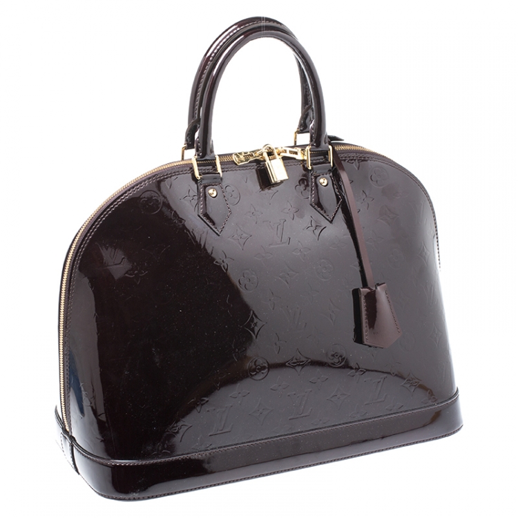 Pre Owned Louis Vuitton Amarante Monogram Vernis Alma GM Bag