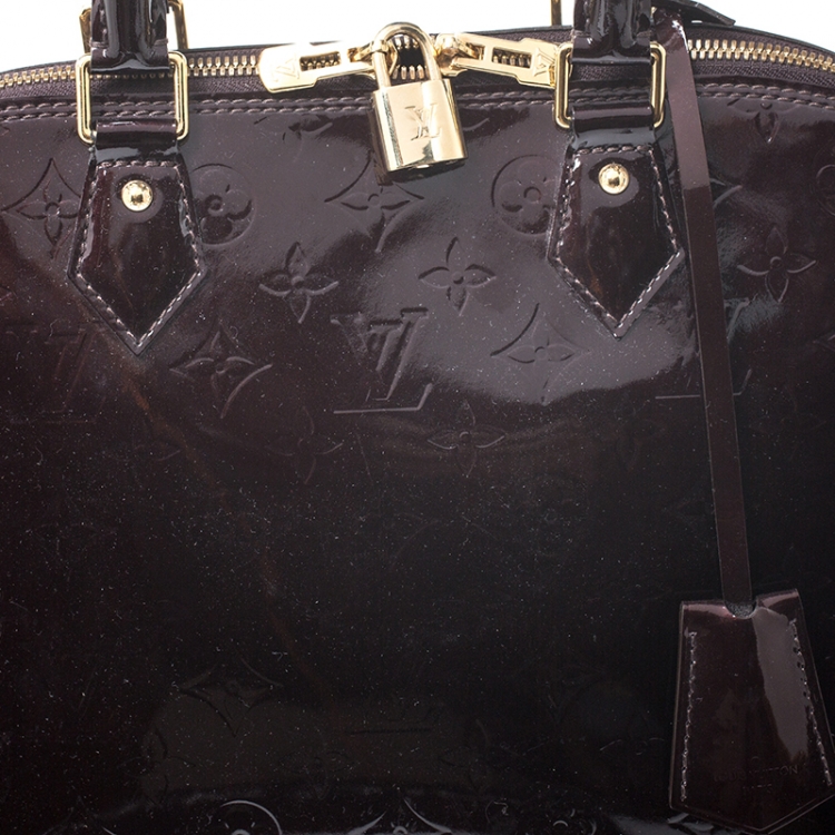 Pre Owned Louis Vuitton Amarante Monogram Vernis Alma GM Bag