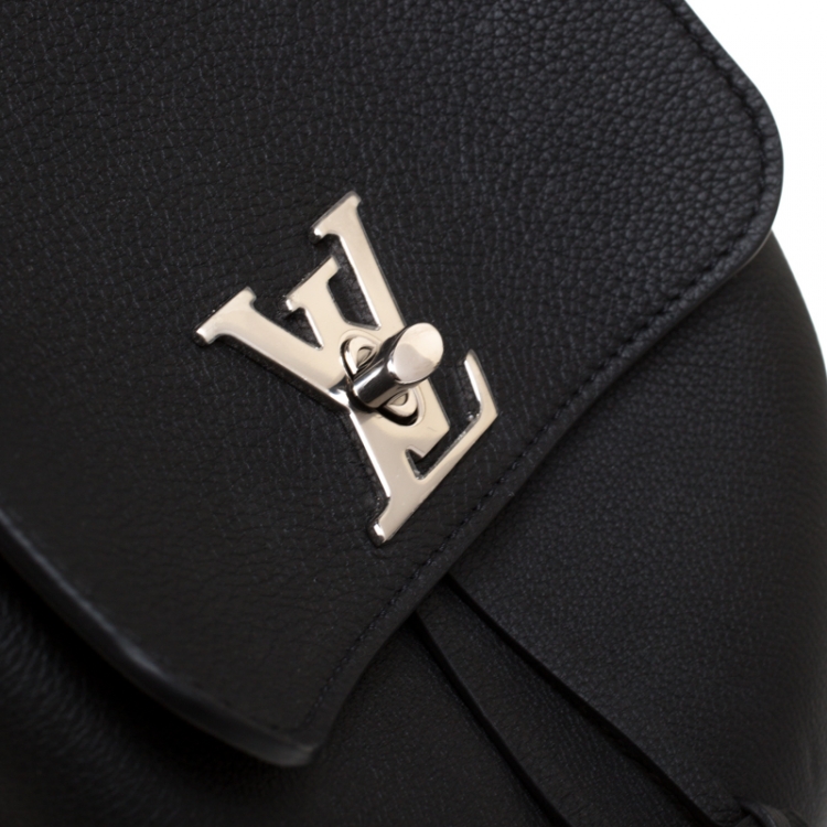Pre Owned Louis Vuitton Black Leather Lock Me Backpack