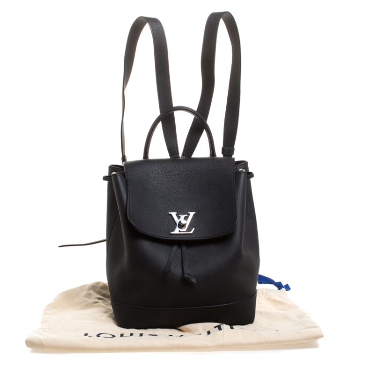 Pre Owned Louis Vuitton Black Leather Lock Me Backpack