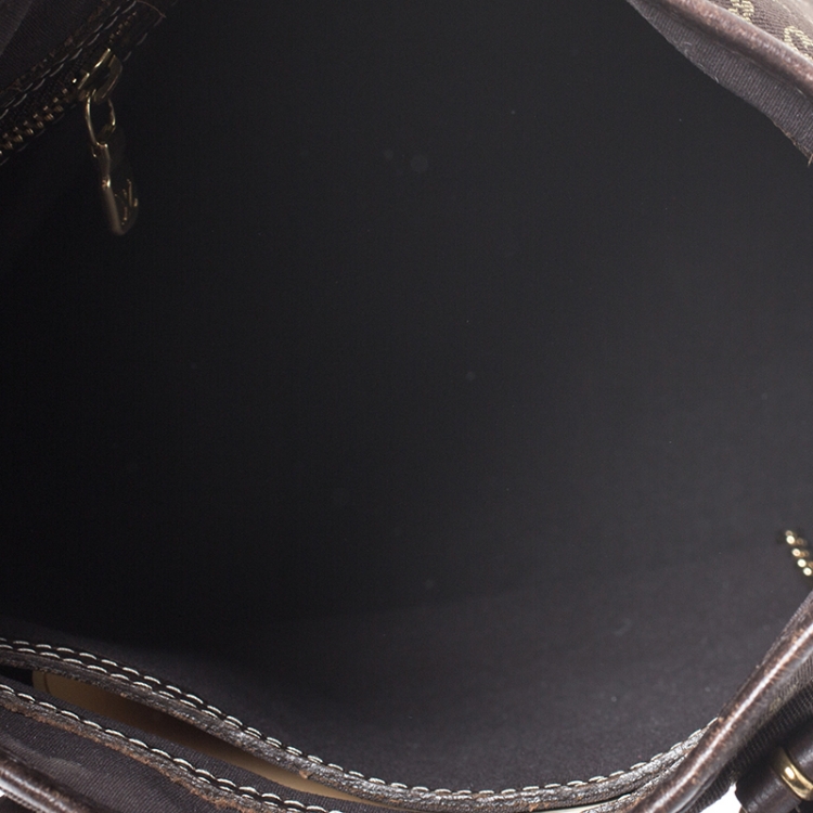 Pre Owned Louis Vuitton Ebene Monogram Mini Lin Bucket Bag
