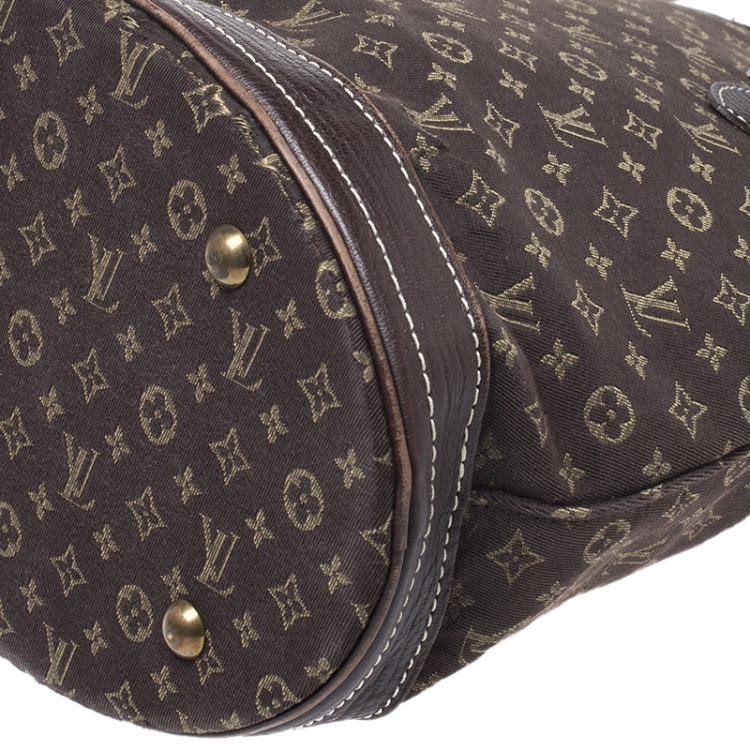 Pre Owned Louis Vuitton Ebene Monogram Mini Lin Bucket Bag