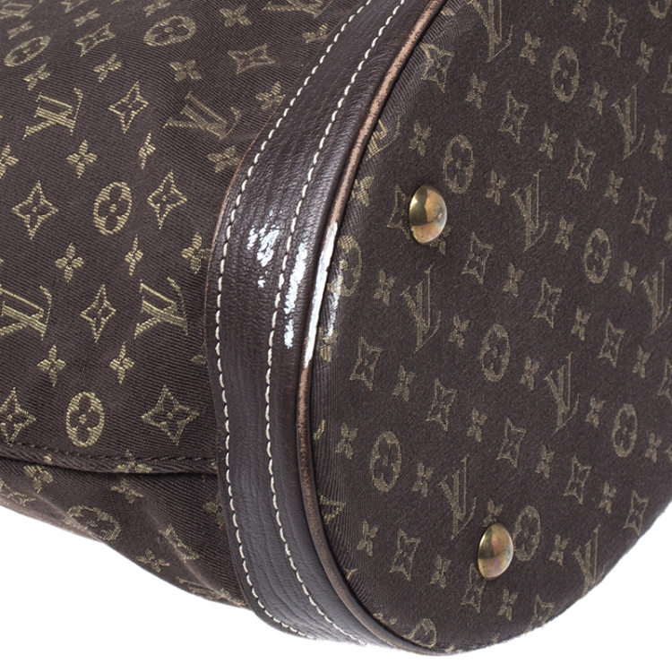 Pre Owned Louis Vuitton Ebene Monogram Mini Lin Bucket Bag