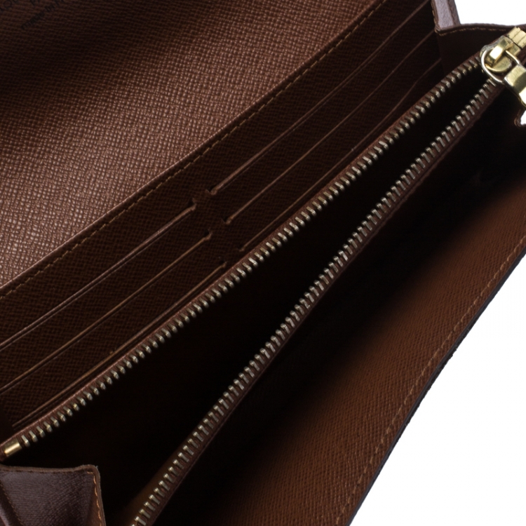 LOUIS VUITTON Vintage Brown Leather Sarah Continental Long Wallet