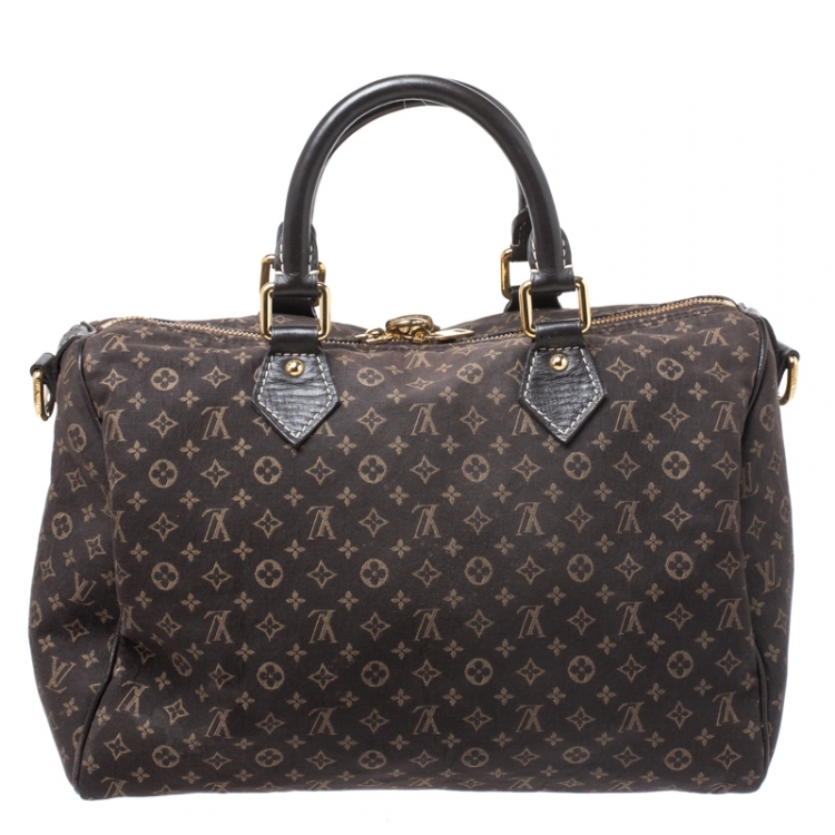 Pre Owned Louis Vuitton Fusain Monogram Idylle Canvas Bandouliere Speedy 30 Bag      