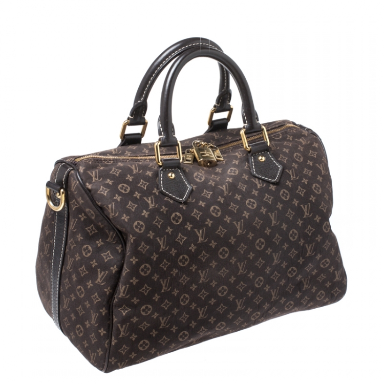 Pre Owned Louis Vuitton Fusain Monogram Idylle Canvas Bandouliere Speedy 30 Bag      