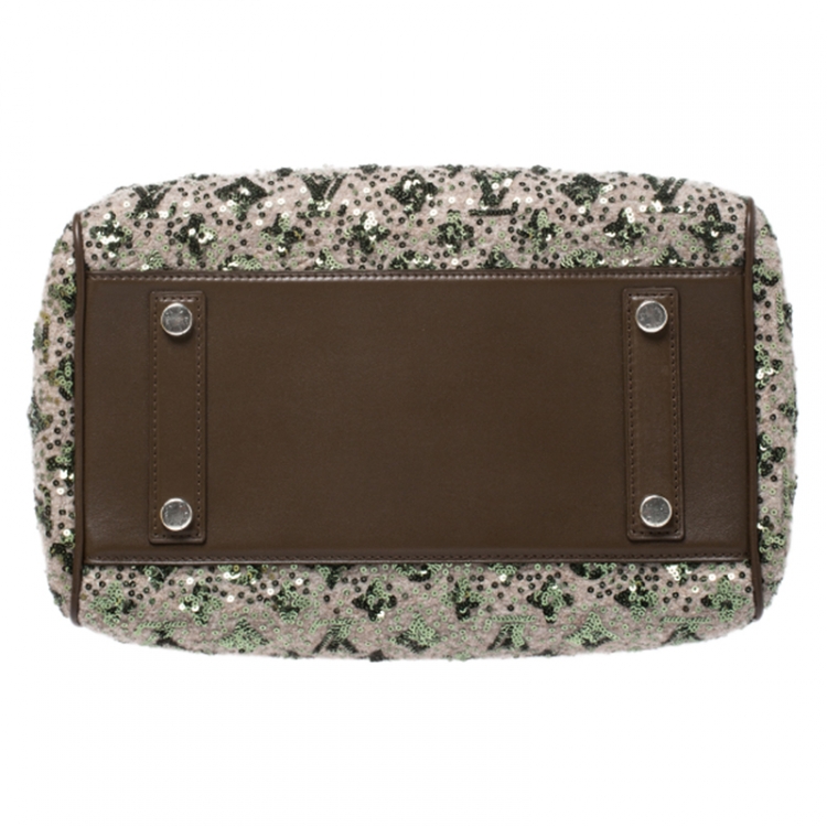 مملوكة مسبقًا Louis Vuitton Khaki Brown Sequin Monogram Limited Edition Sunshine Express Speedy Bag