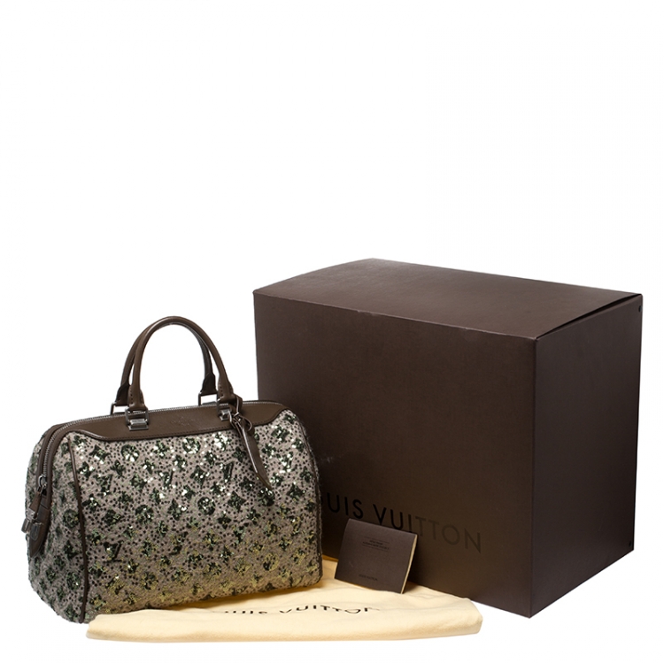 مملوكة مسبقًا Louis Vuitton Khaki Brown Sequin Monogram Limited Edition Sunshine Express Speedy Bag