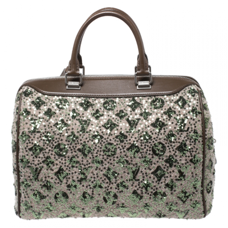 مملوكة مسبقًا Louis Vuitton Khaki Brown Sequin Monogram Limited Edition Sunshine Express Speedy Bag