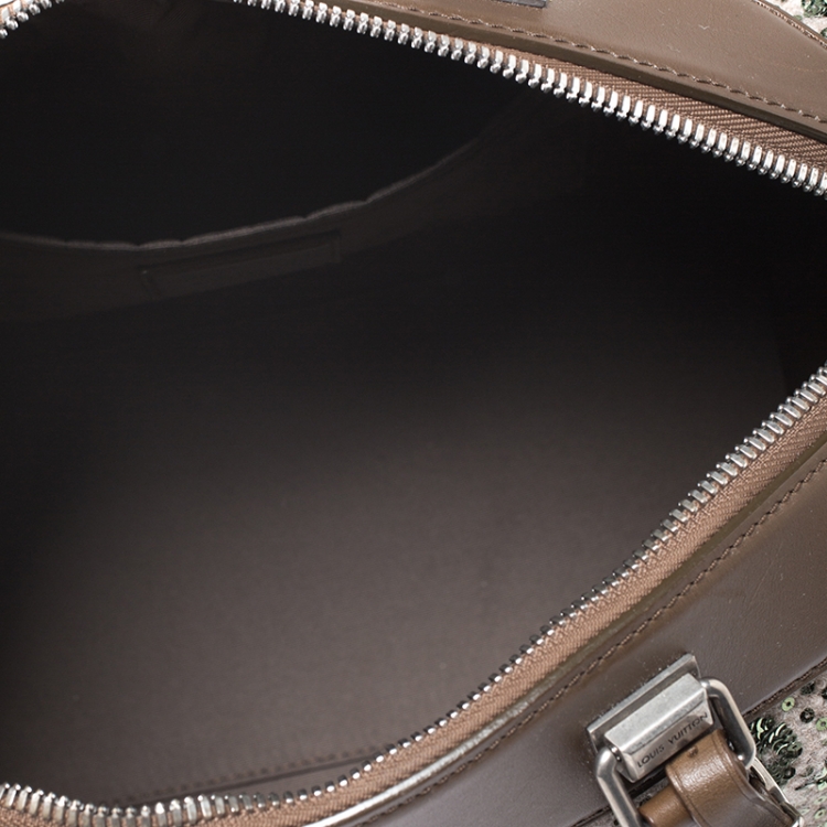 مملوكة مسبقًا Louis Vuitton Khaki Brown Sequin Monogram Limited Edition Sunshine Express Speedy Bag